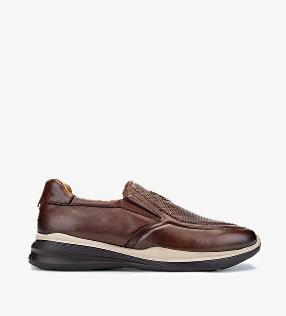 Tamer Tanca Erkek Hakiki Deri Kahverengi Sneakers & Spor Ayakkabı - Görsel 1