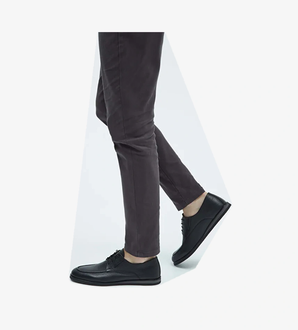 Tamer Tanca Erkek Hakiki Deri Siyah Casual Ayakkabı - Görsel 1