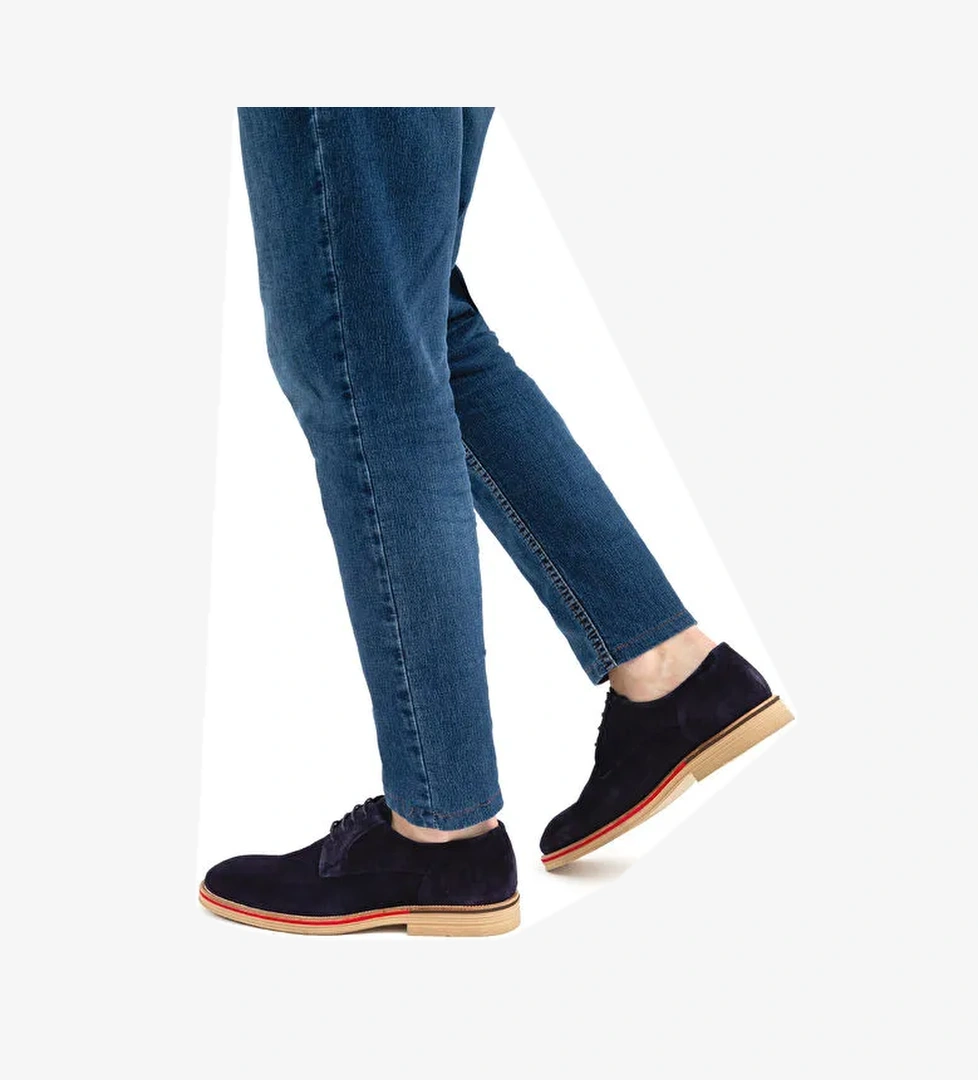 Tamer Tanca Erkek Hakiki Deri Lacivert Casual Ayakkabı - Görsel 1