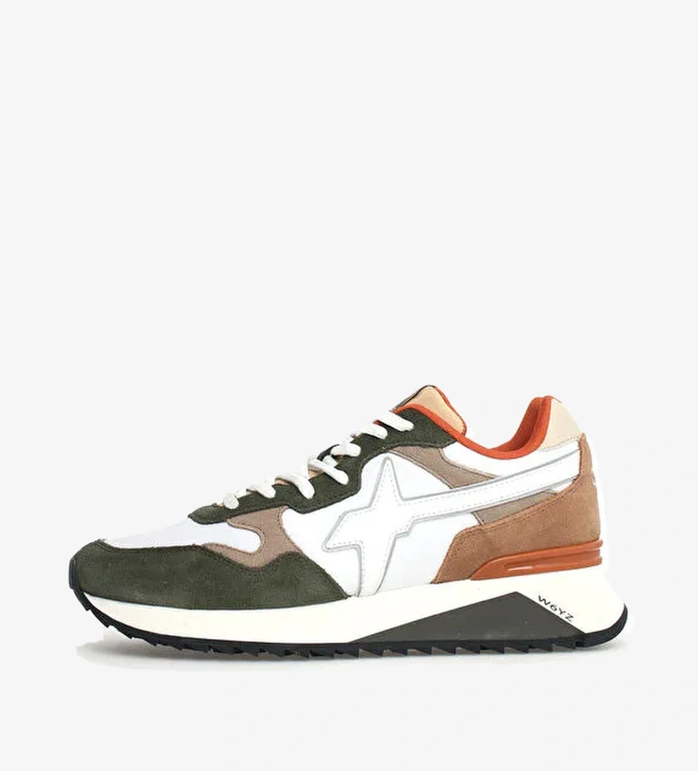 W6Yz Beyaz-Haki-Turuncu Erkek süet Sneaker YAK