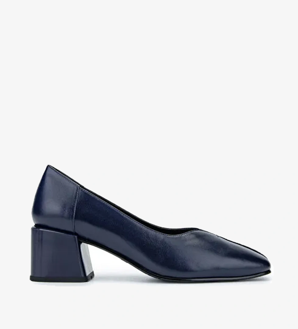 Tamer Tanca Kadın Hakiki Deri Lacivert Topuklu Ayakkabı - Görsel 1
