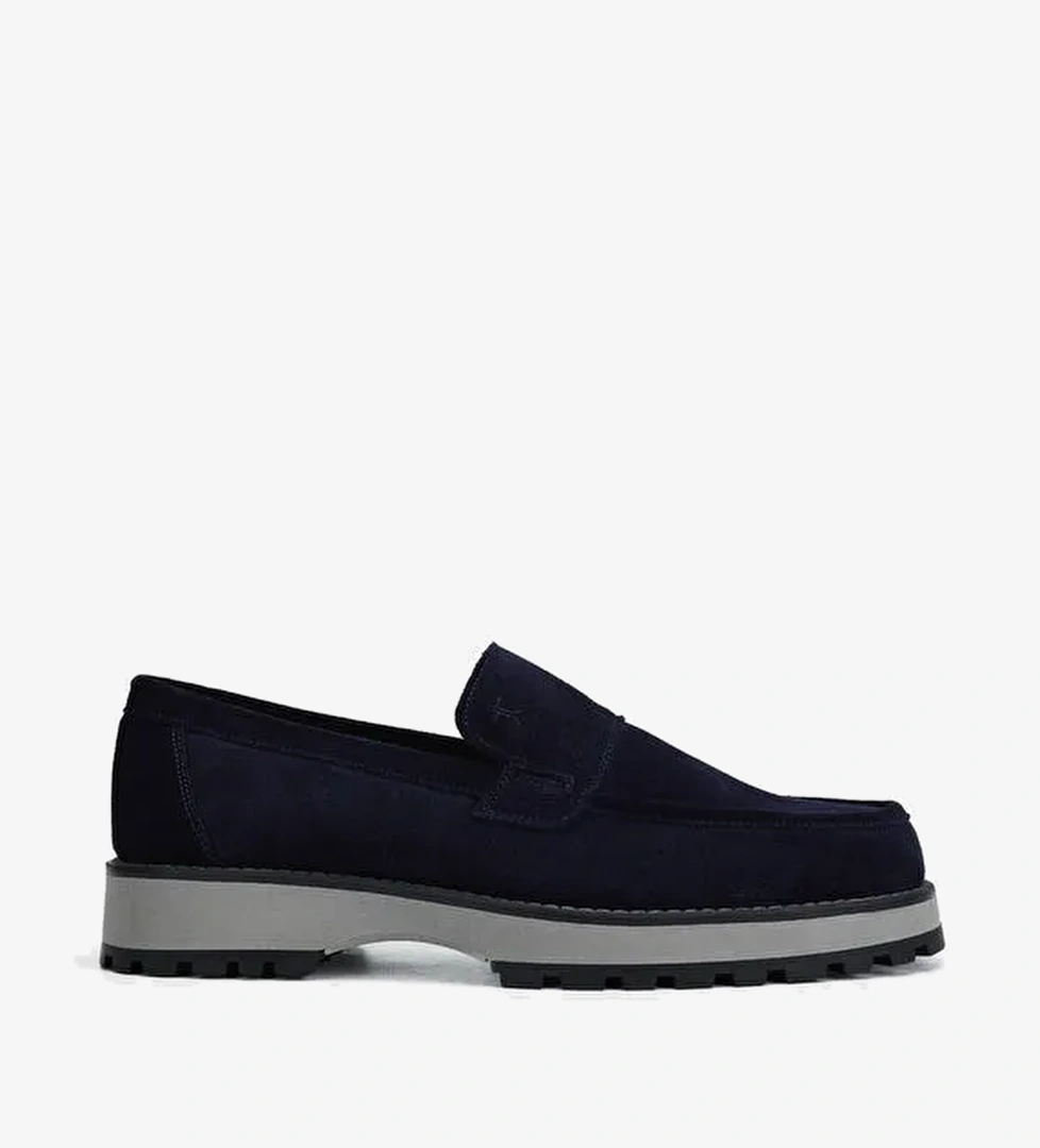 Tamer Tanca Erkek Hakiki Deri Lacivert Süet Casual Ayakkabı - Görsel 1