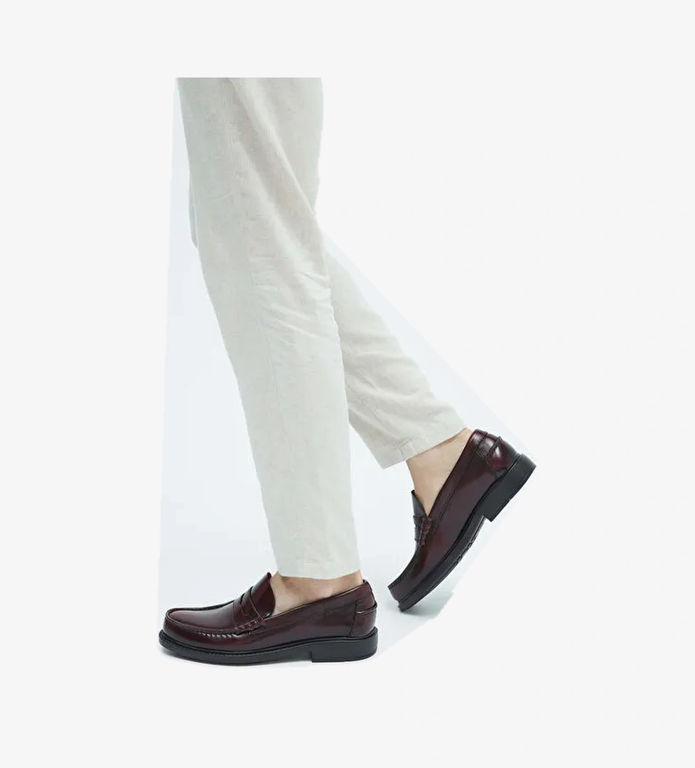 CALLAGHAN Erkek Hakiki Deri Bordo Makosen Ayakkabı - Görsel 1