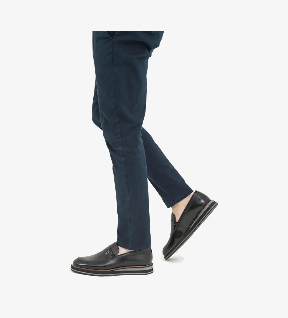 Tamer Tanca Erkek Hakiki Deri Siyah Açma Casual Ayakkabı - Görsel 1