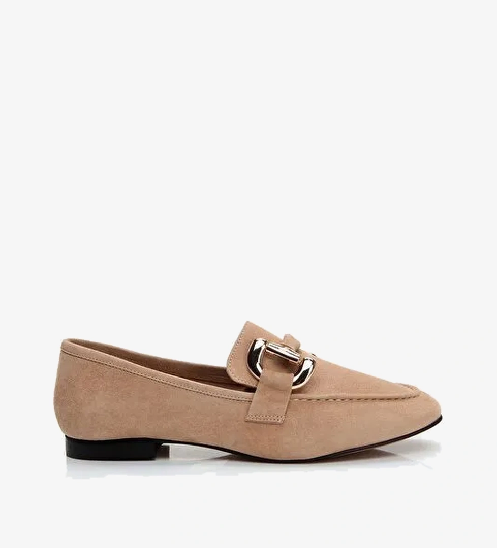 Hakiki Deri Camel Kadın Loafer - Görsel 1