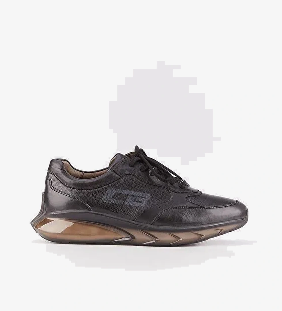 Hakiki Deri Mevsimlik Siyah Bağcıklı Erkek Spor Ayakkabı - Görsel 1