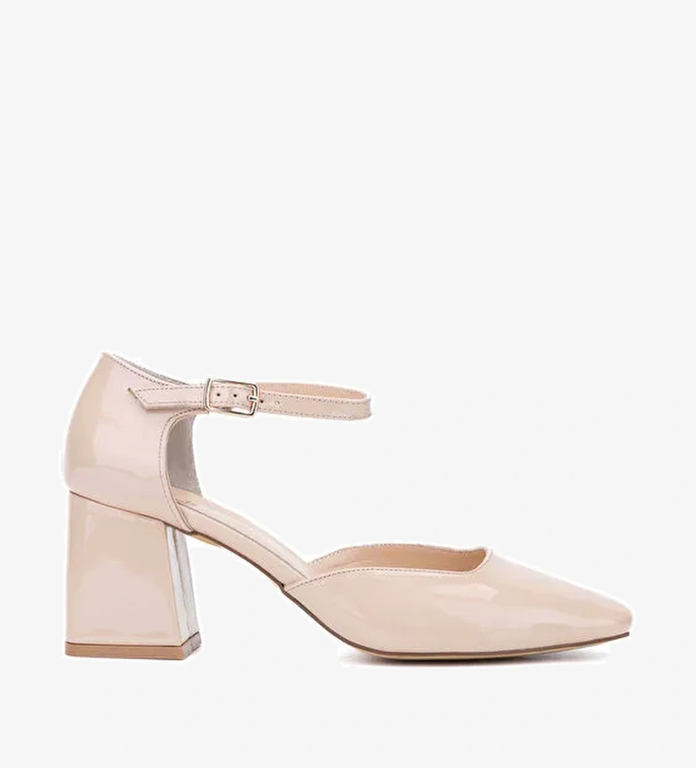 Tamer Tanca Kadın Suni Deri Bej Topuklu Ayakkabı - Görsel 1