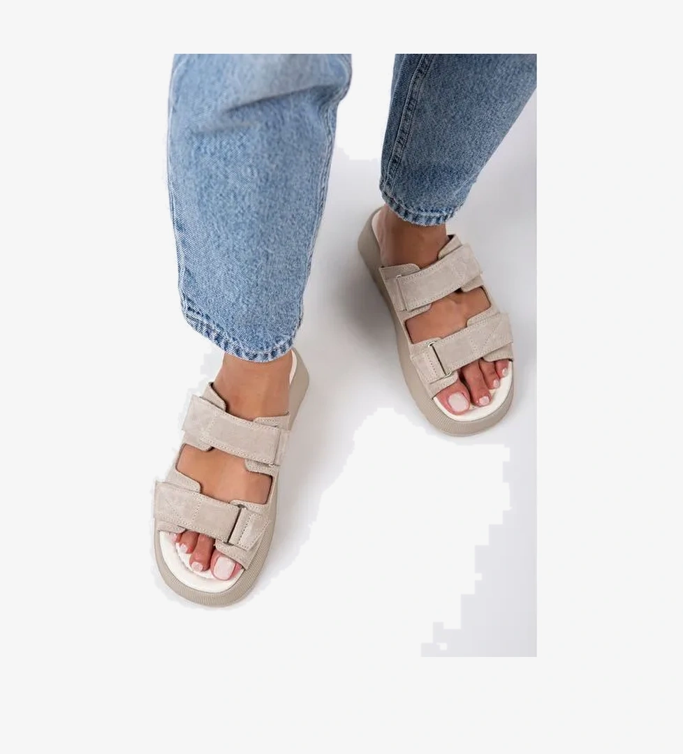 Manijero Bej Kadın Süet Terlik MNJ.082.06 - Görsel 1