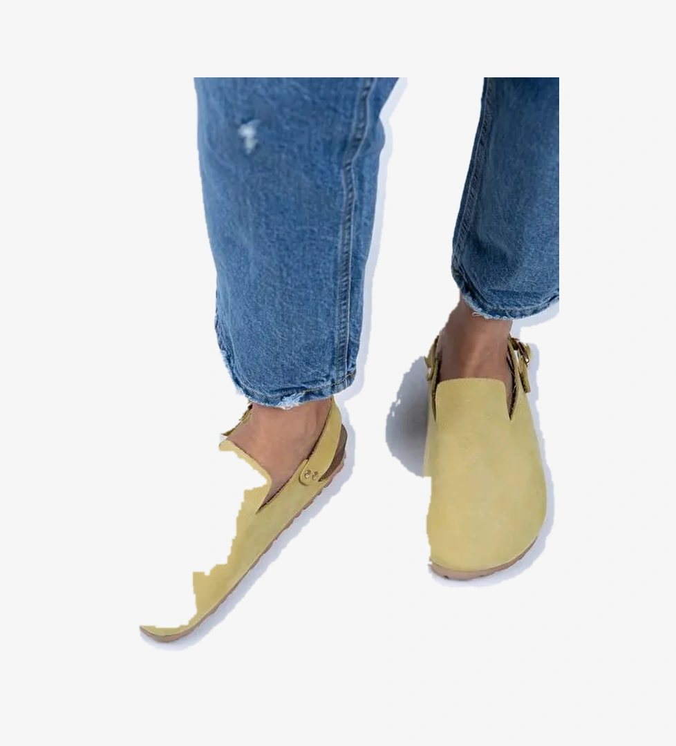 Manijero Sarı Kadın Deri Sandalet MNJ.076.01 - Görsel 1