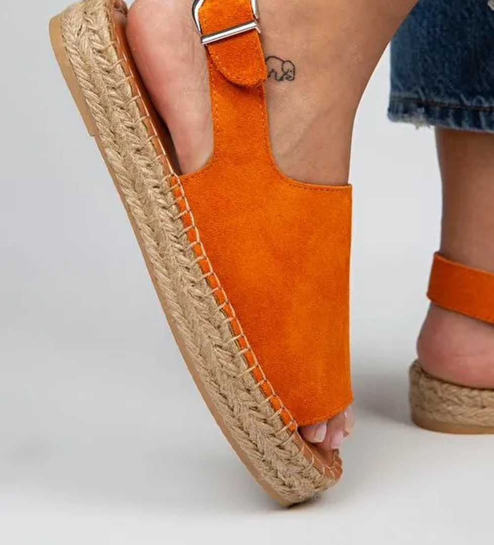 Manijero Turuncu Kadın Süet Sandalet MNJ.007.05 - Görsel 1