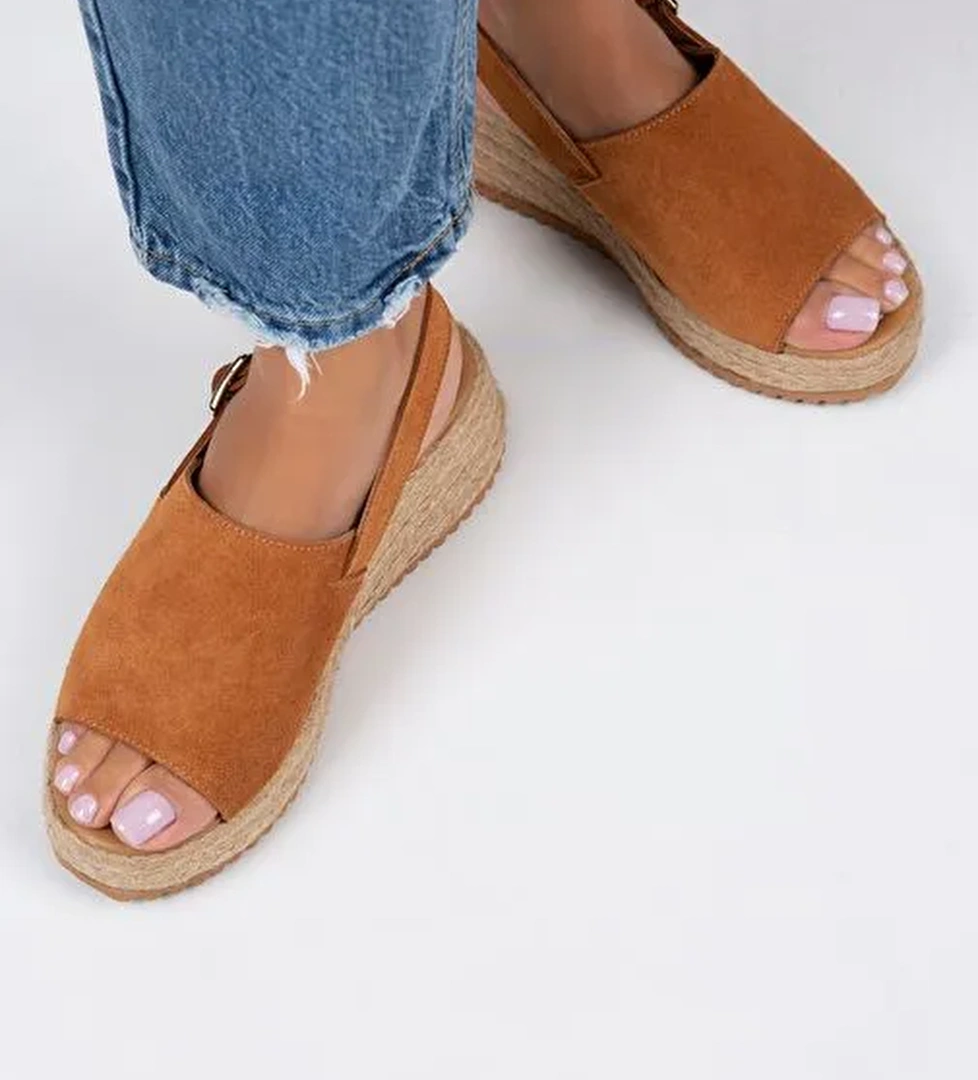 Manijero Taba Kadın Süet Sandalet MNJ.094.02 - Görsel 1