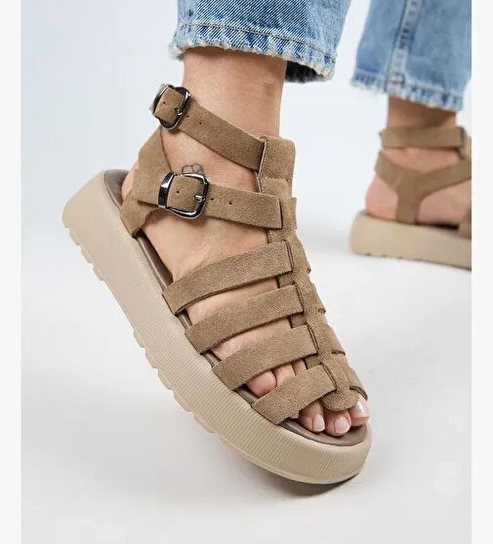 Manijero Vizon Kadın Süet Sandalet MNJ.036.01 - Görsel 1