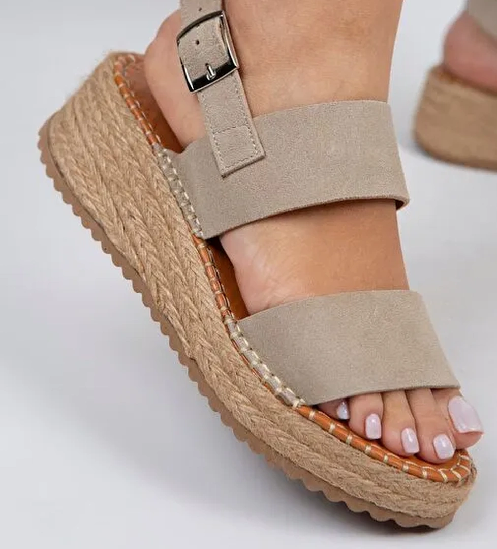 Manijero Bej Kadın Deri Espadril MNJ.026.01 - Görsel 1