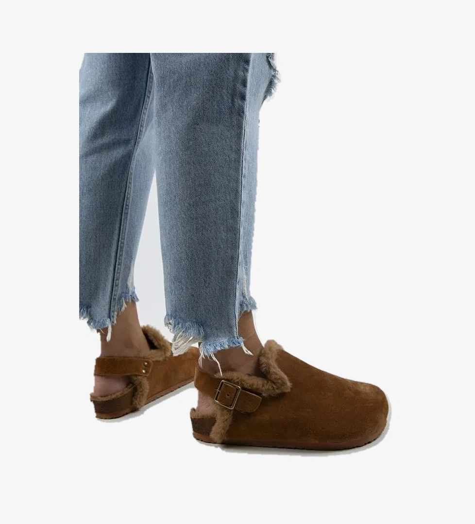 Manijero Taba Kadın Deri - Kürklü Sandalet MNJ.100.12 - Görsel 1