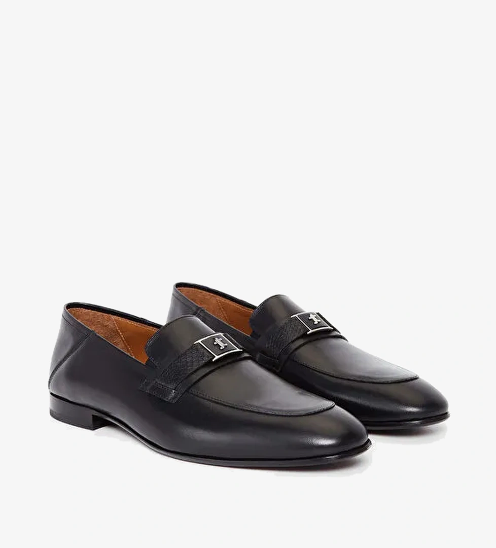 Tamer Tanca Erkek Hakiki Deri Siyah Loafer Ayakkabı - Görsel 1