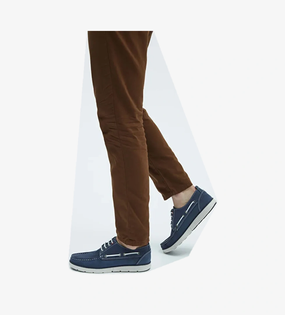 Tamer Tanca Erkek Hakiki Deri Mavi Casual Ayakkabı - Görsel 1