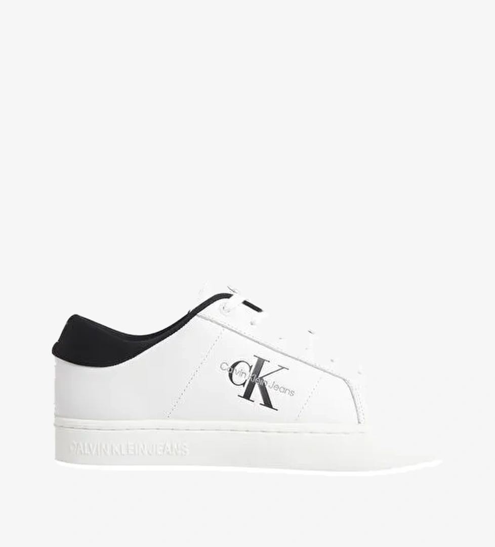 Calvin Klein Beyaz-Siyah Erkek Deri Sneaker CLASSIC CUPSOLE LOW LACEUP LTH - Görsel 1