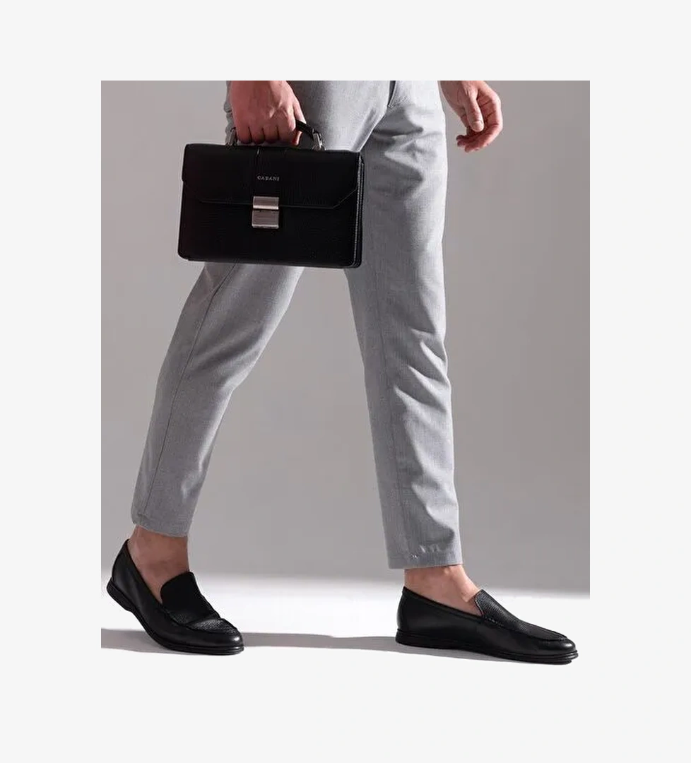 Hakiki Deri Siyah Erkek Günlük Ayakkabı - Görsel 1