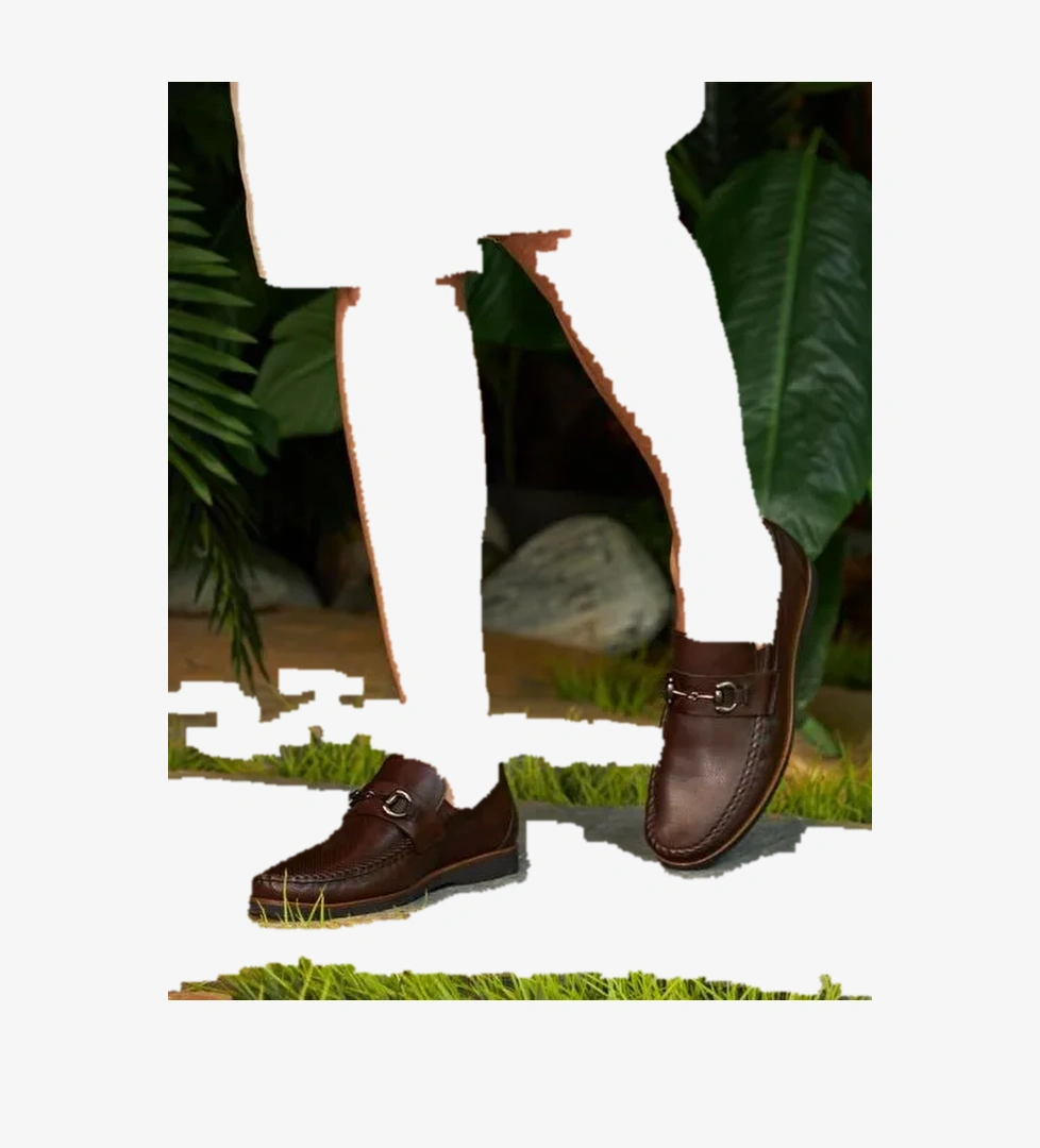 Hakiki Deri Kahverengi Toka Aksesuarlı Erkek Günlük Ayakkabı - Görsel 1