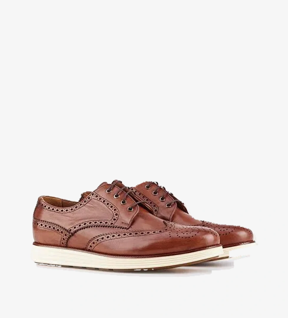 Hakiki Deri Taba Bağcıklı Erkek Günlük Ayakkabı - Görsel 1