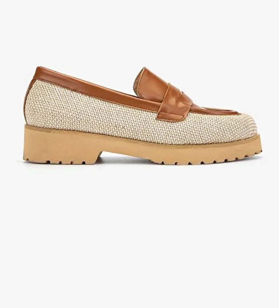 Valmenti Ewa Kadın Naturel / Taba Hakiki Deri Loafer Ayakkabı - Görsel 1
