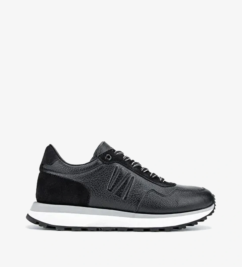 Valmenti Noa Erkek Siyah Hakiki Deri Sneakers & Spor Ayakkabı - Görsel 1