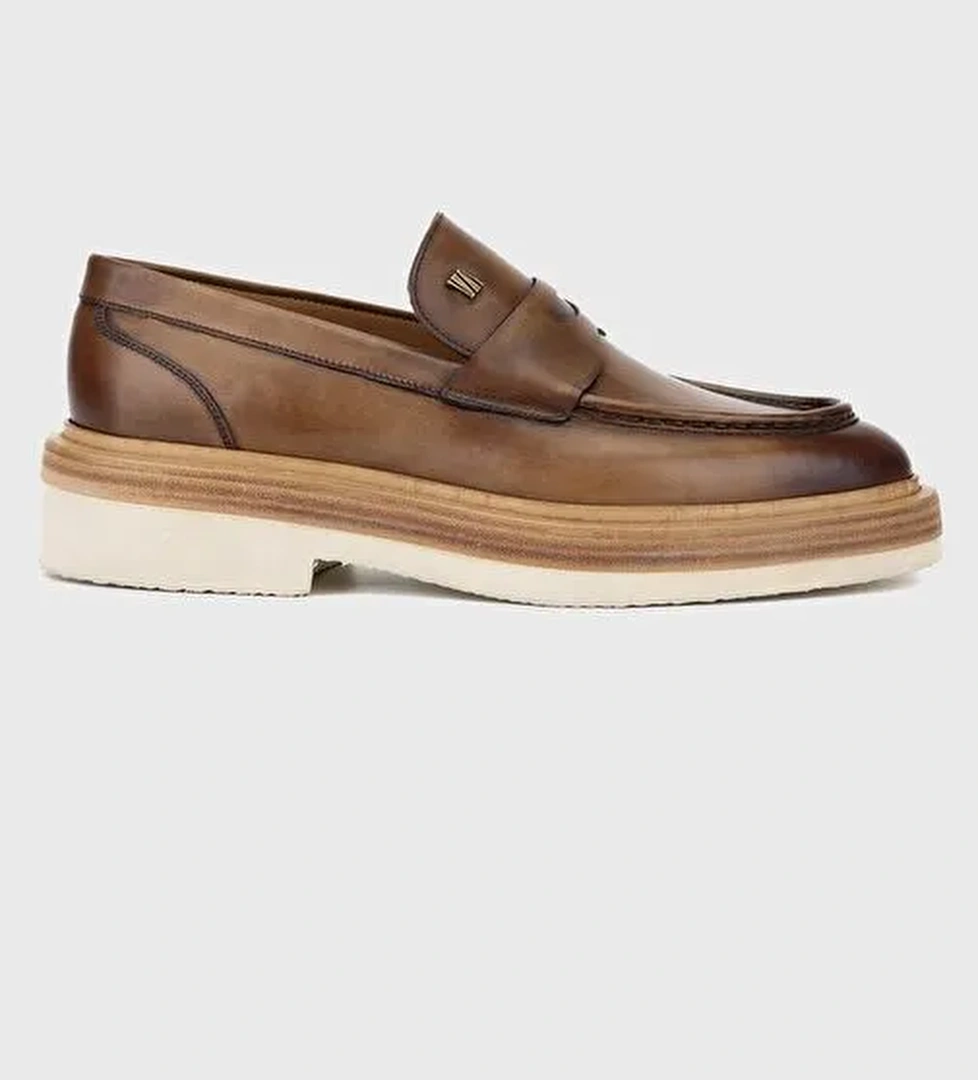 Valmenti Erkek Ceviz Hakiki Deri Loafer Ayakkabı - Görsel 1