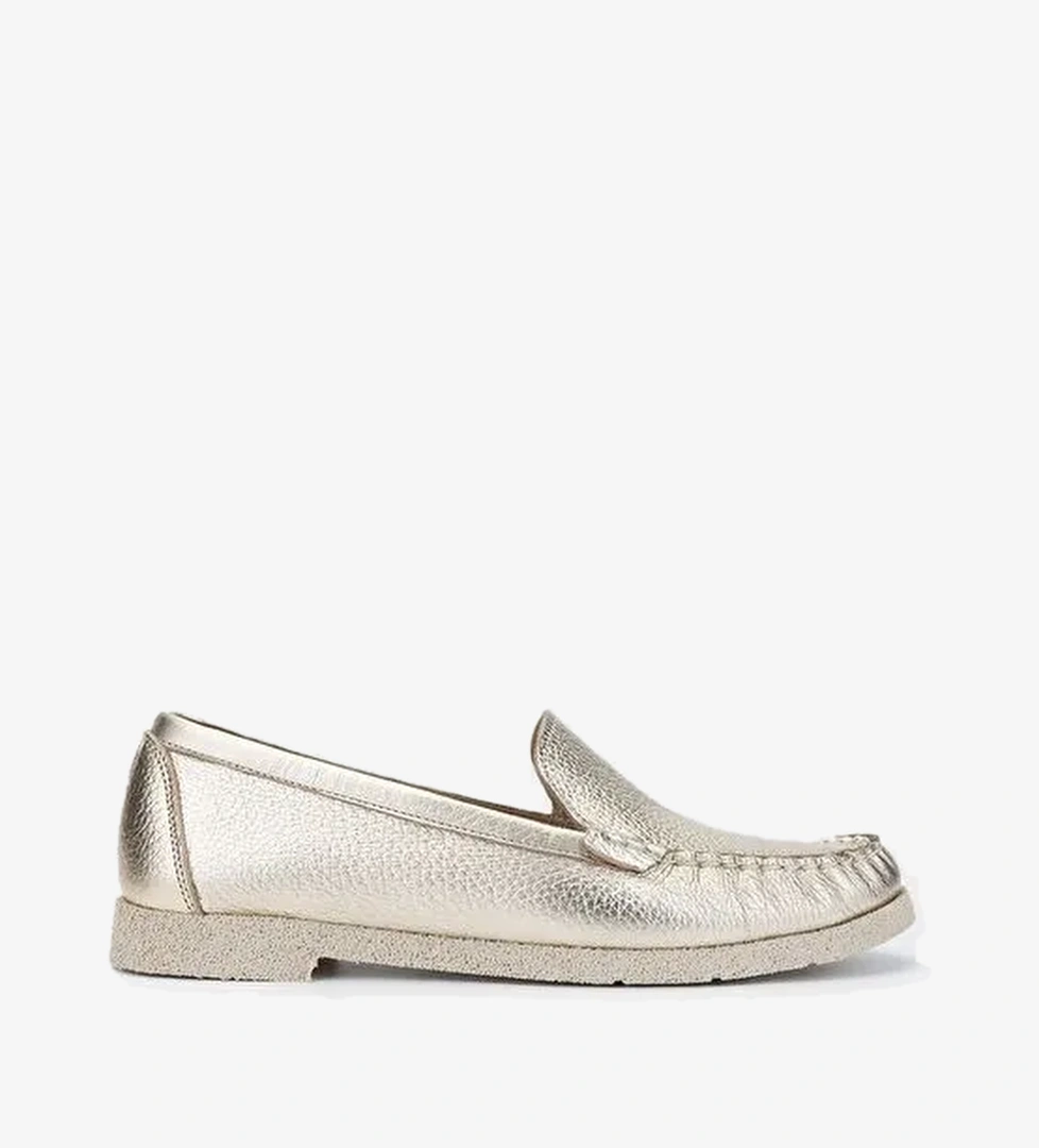 Valmenti Patrika Kadın Dore Hakiki Deri Loafer Ayakkabı - Görsel 1