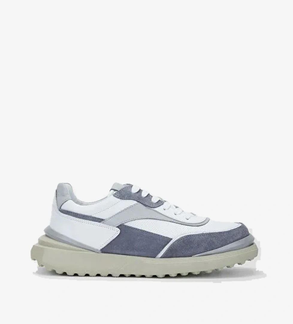 Valmenti Beyaz-Gri Erkek Deri Sneaker 698 1060-4 ERK AYK SK23/24 - Görsel 1