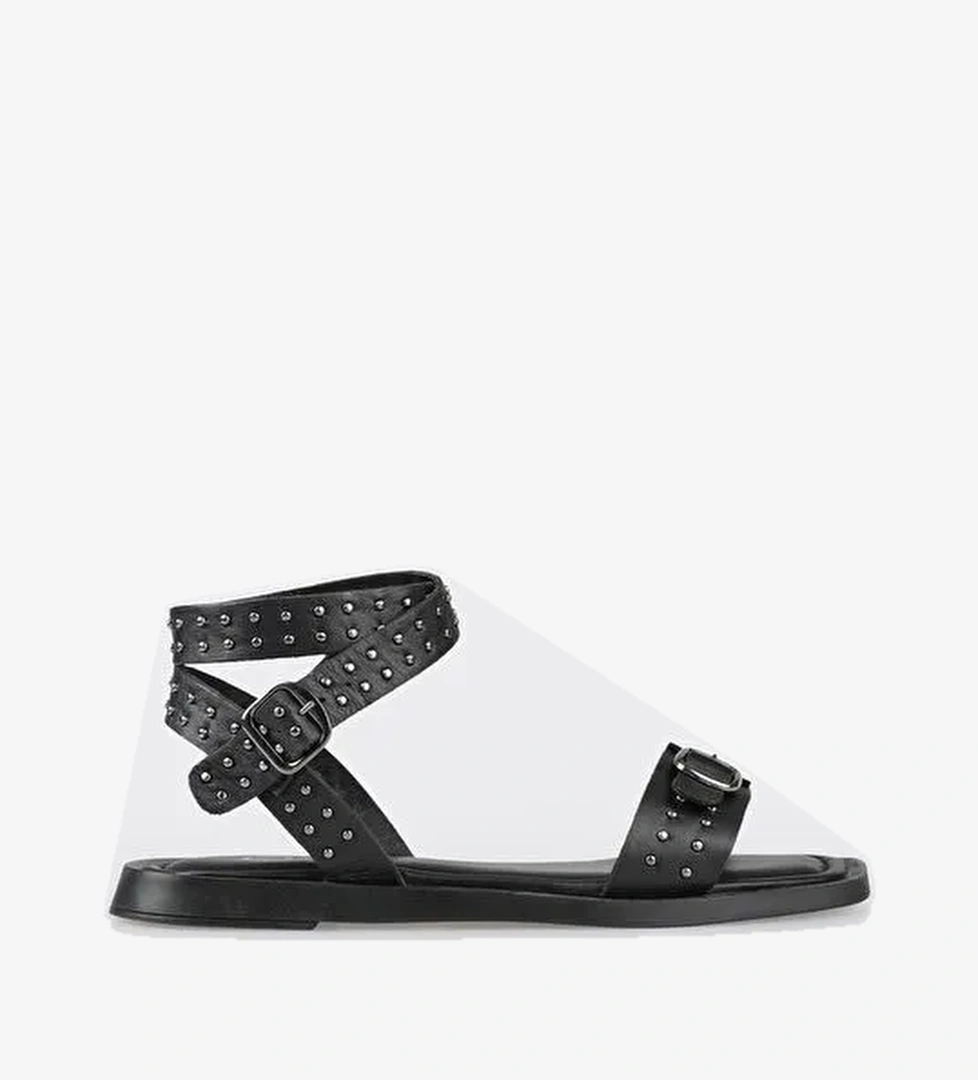 Elle Siyah Kadın Deri Sandalet IJELE - Görsel 1