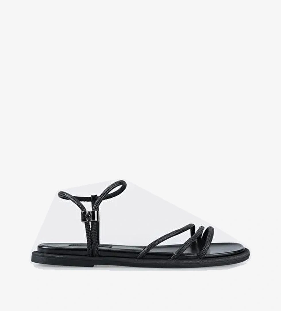 Siyah Kadın Düz Sandalet - Görsel 1