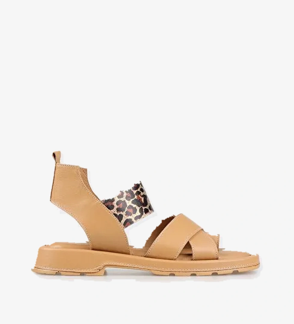 Naturel Deri Kadın Parmak Arası Sandalet - Görsel 1