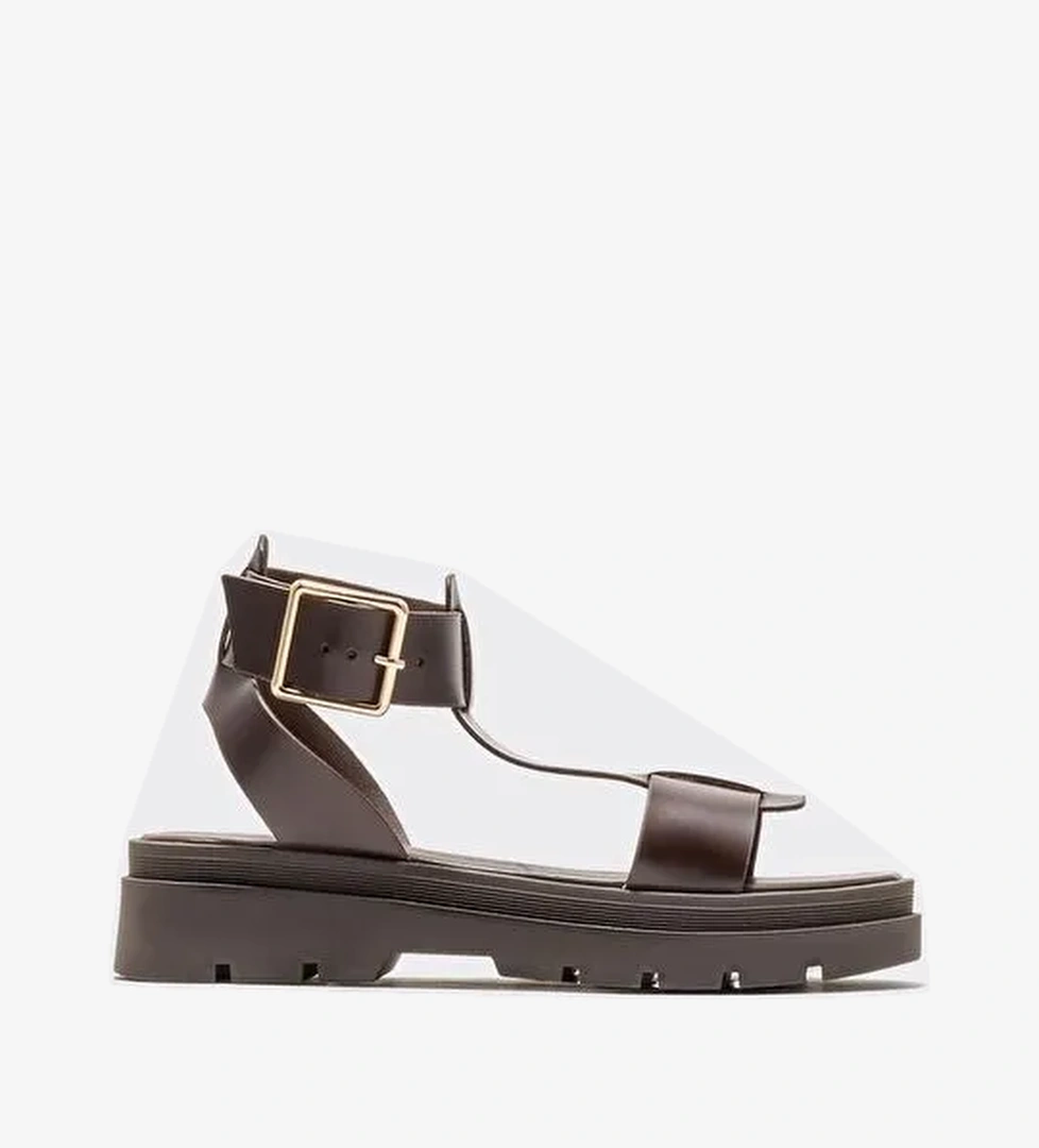 Kahve Deri Kadın Sandalet - Görsel 1