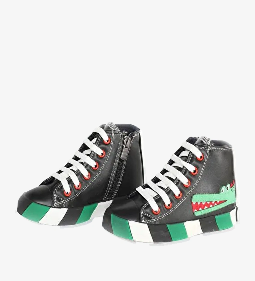 Timsah Ortopedik Destekli Siyah Erkek Çocuk Sneakers - Görsel 1