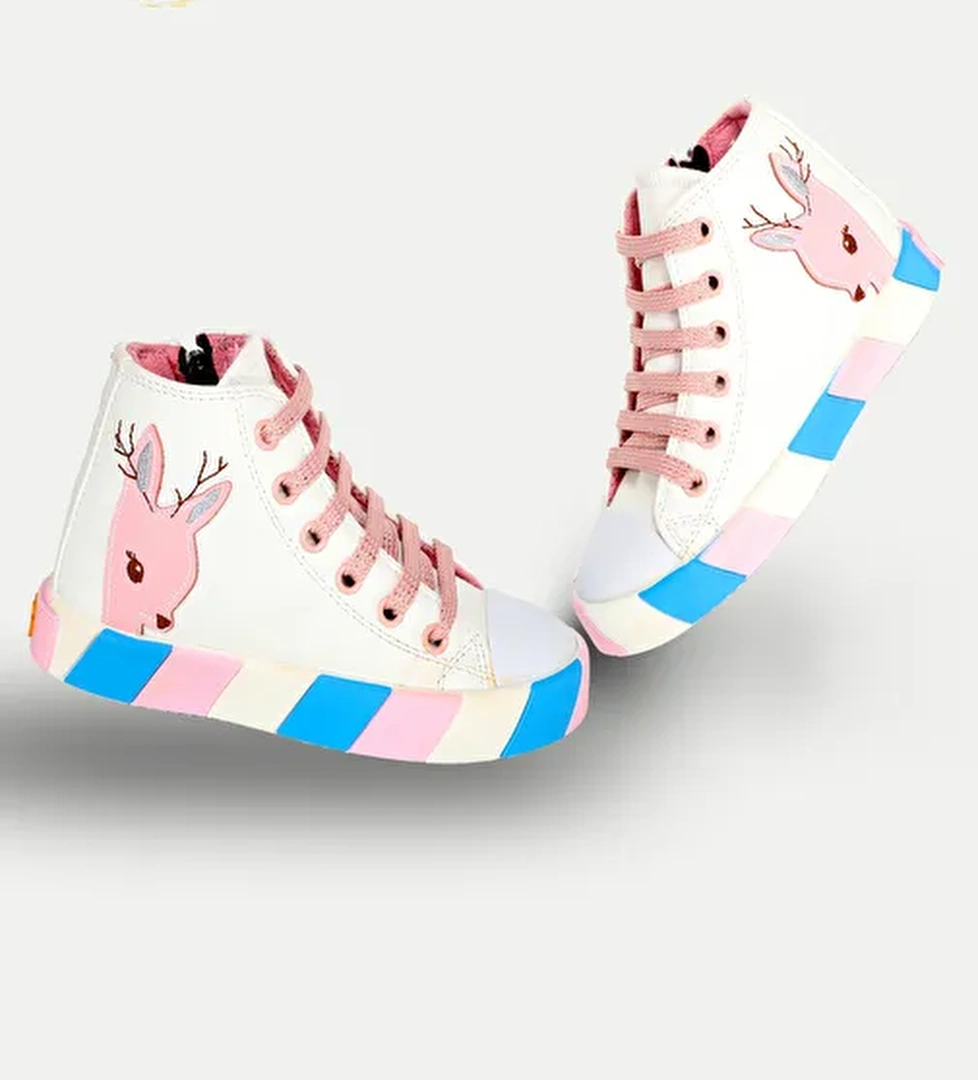 Ceylan Beyaz Ortopedik Destekli Kız Çocuk Sneakers - Görsel 1