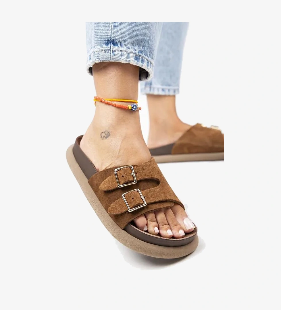 Manijero Taba Kadın Süet Terlik MNJ.132.03 - Görsel 1