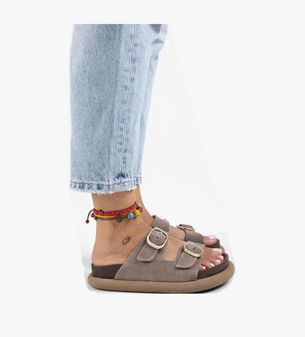 Manijero Vizon Kadın Deri Terlik MNJ.129.02 - Görsel 1