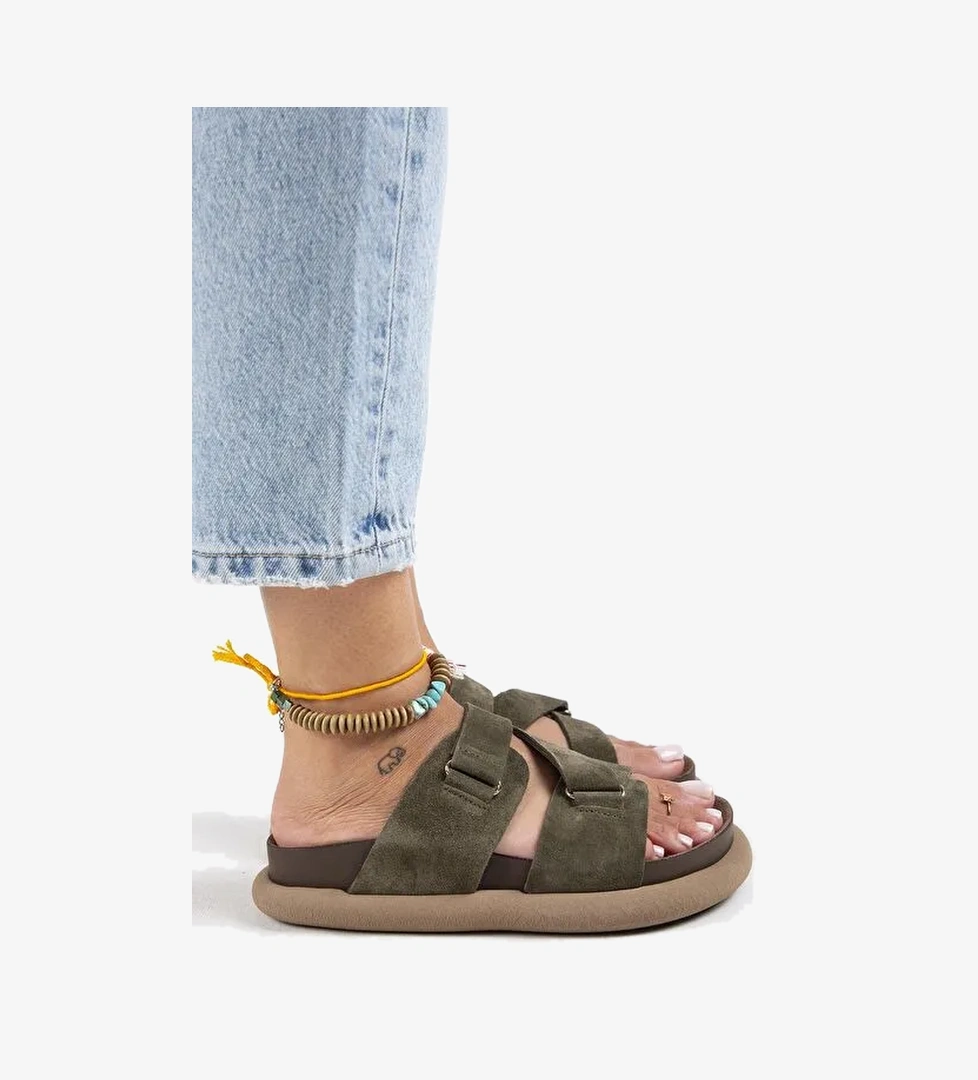 Manijero Haki Kadın Süet Terlik MNJ.131.04 - Görsel 1