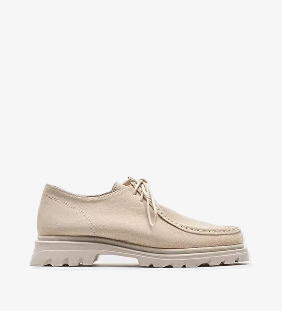 Ekru Deri Kadın Günlük Ayakkabı - Görsel 1