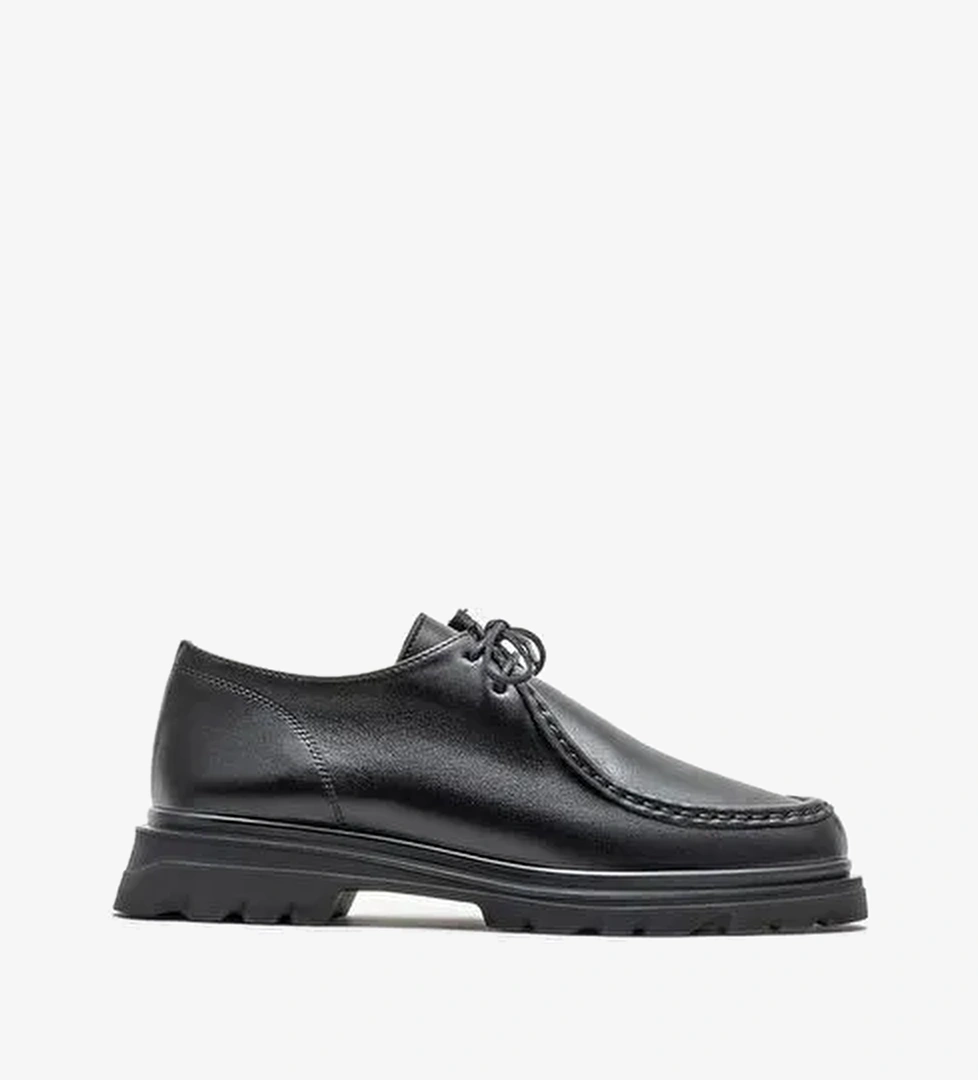 Siyah Deri Kadın Günlük Ayakkabı - Görsel 1