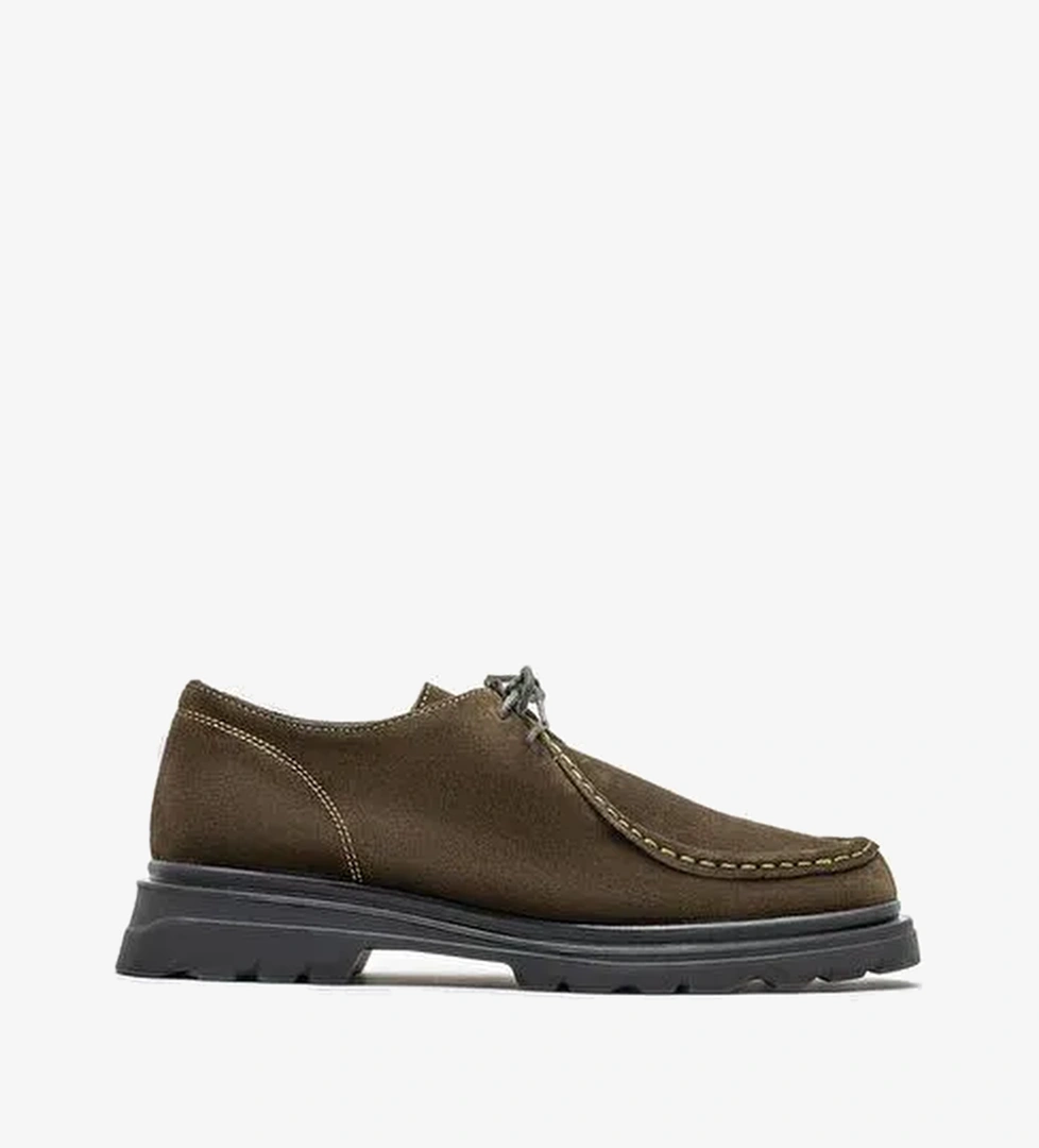 Haki Deri Kadın Günlük Ayakkabı - Görsel 1