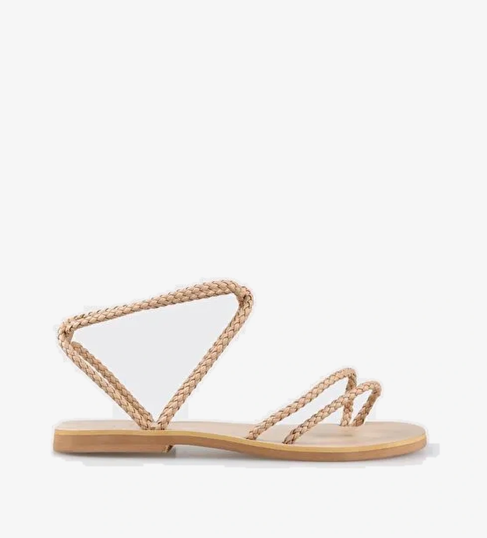 Bej Kadın Parmak Arası Sandalet - Görsel 1