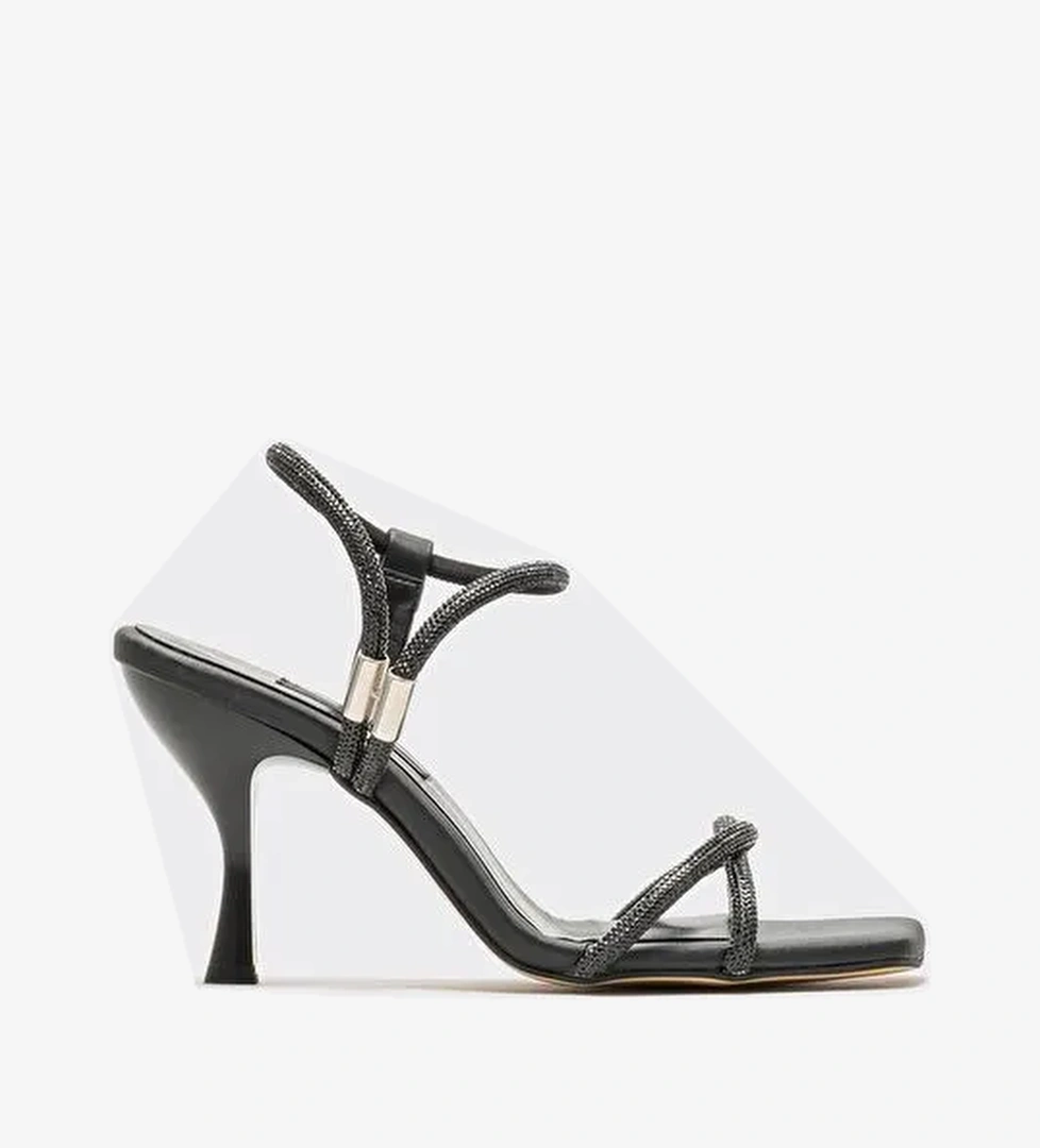 Siyah Kadın Topuklu Sandalet - Görsel 1