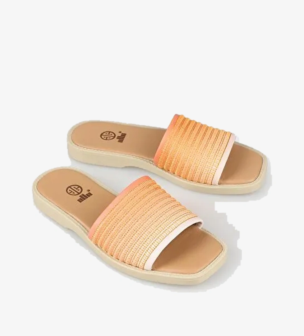 Naturel Deri Kadın Düz Terlik - Görsel 1