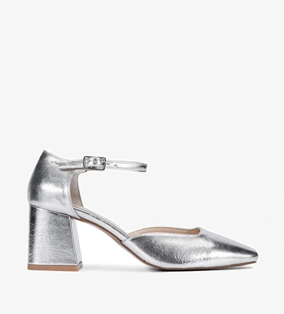 Tamer Tanca Kadın Suni Deri Gri Topuklu Ayakkabı - Görsel 1