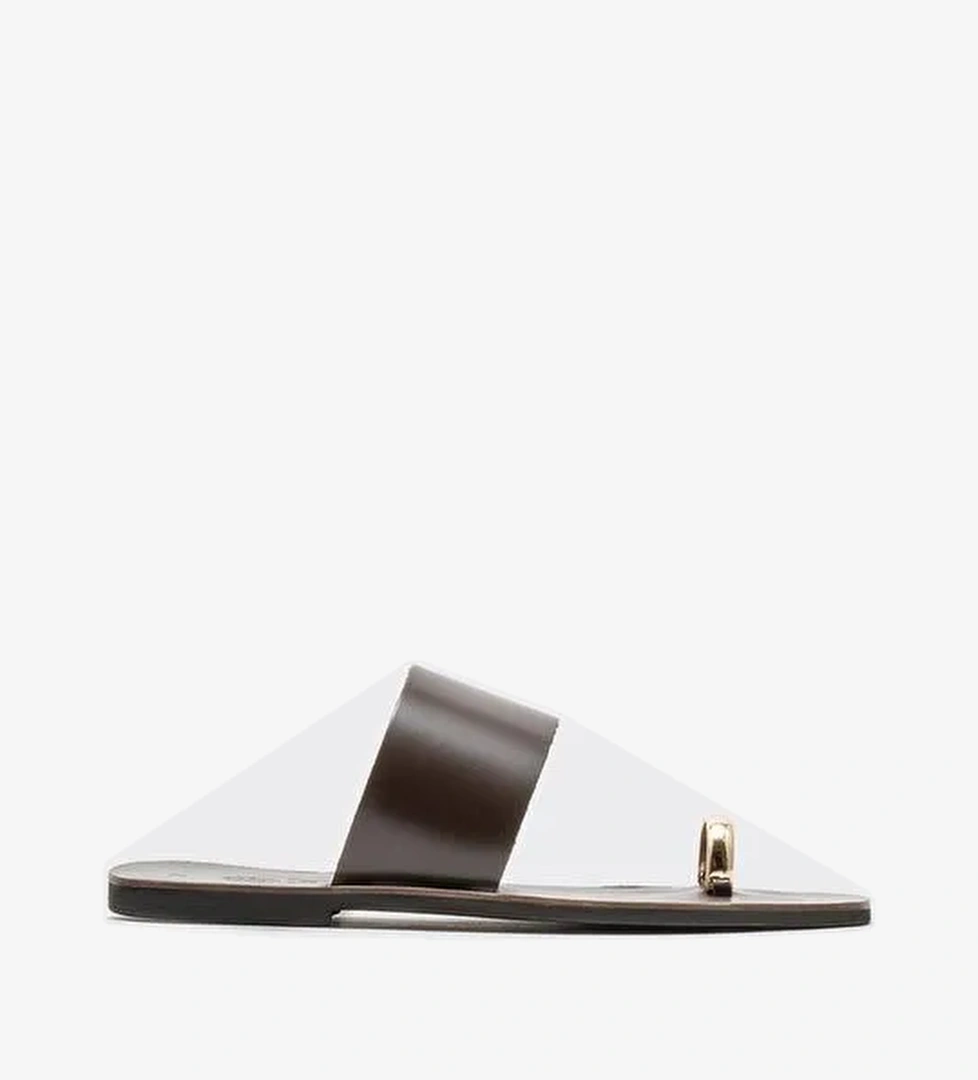 Kahve Deri Kadın Parmak Arası Terlik - Görsel 1