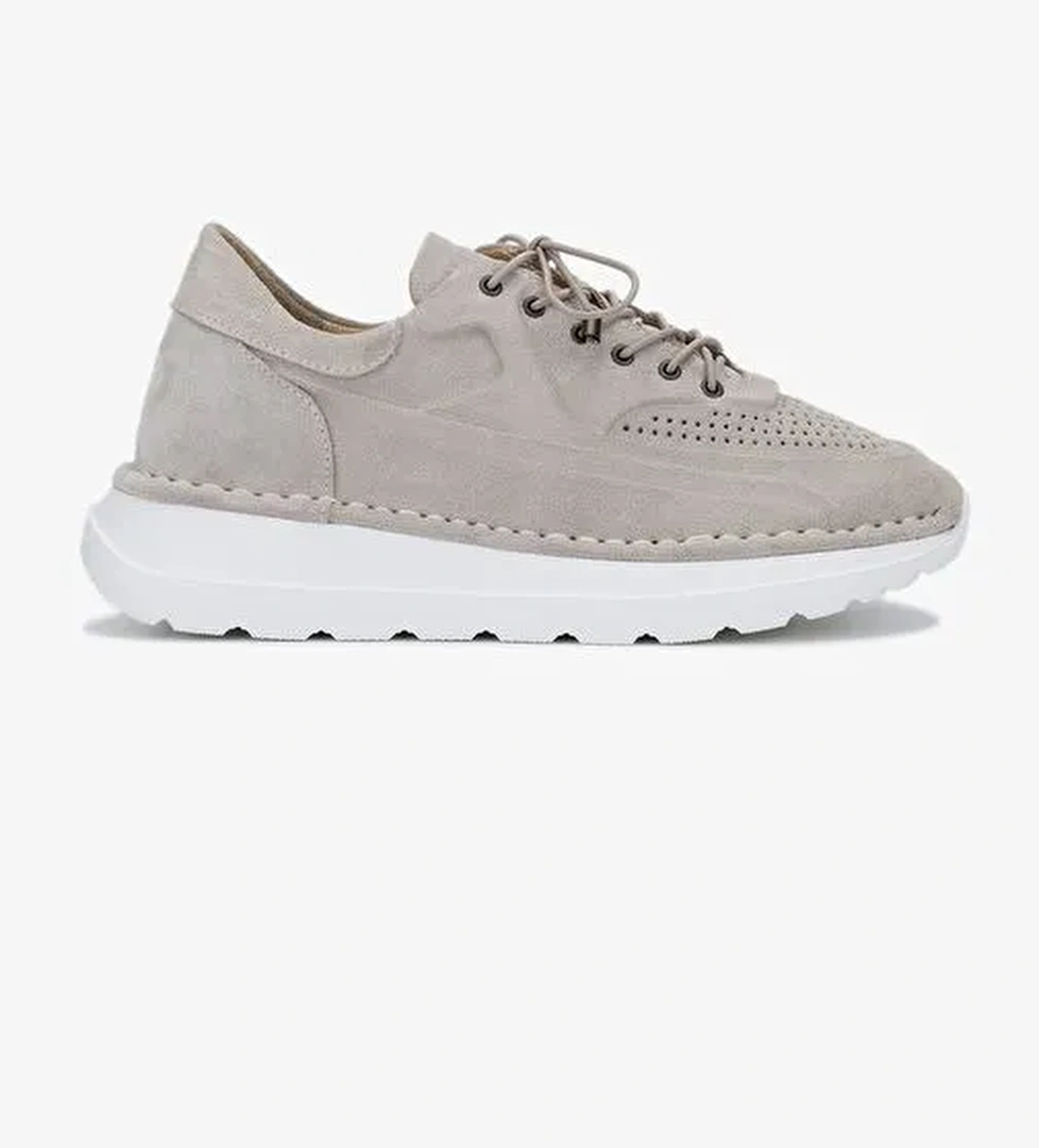 Valmenti Zoe Kadın Bej Süet Hakiki Deri Sneakers & Spor Ayakkabı - Görsel 1