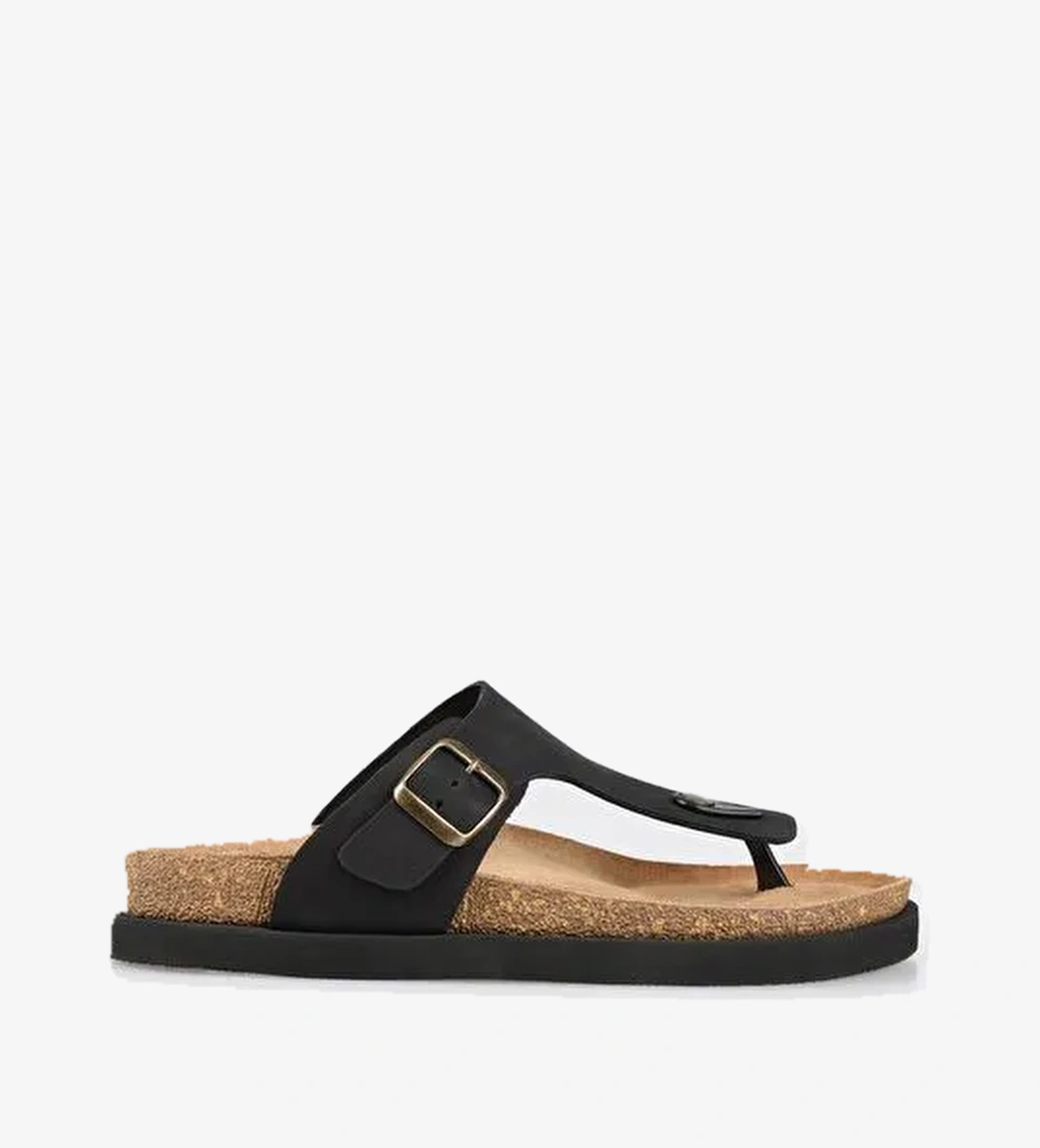 Siyah Deri Erkek Terlik - Görsel 1