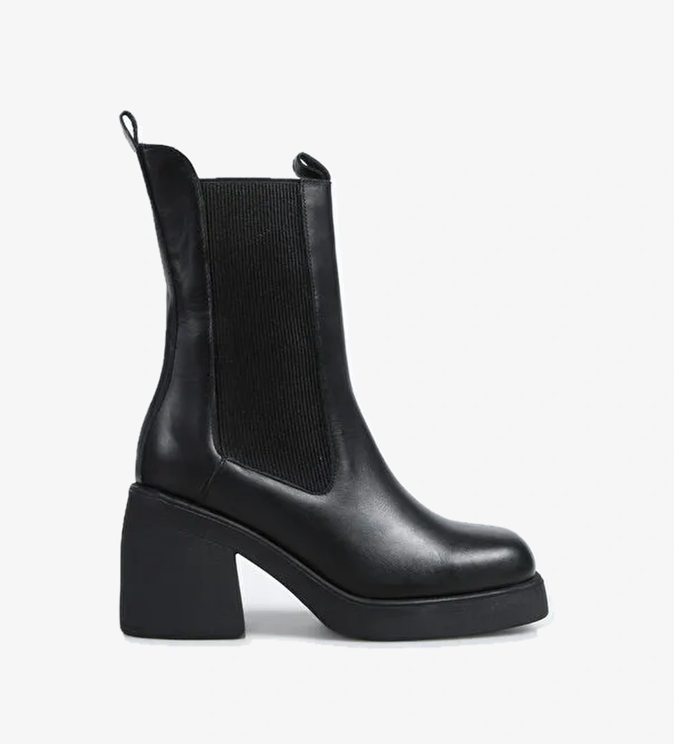 Fabrika Siyah Kadın Deri Topuklu Bot D-ENISA - Görsel 1