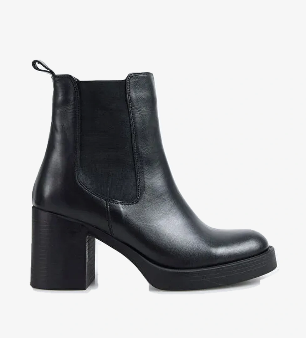 Fabrika Siyah Kadın Deri Topuklu Bot D-ELAIN - Görsel 1